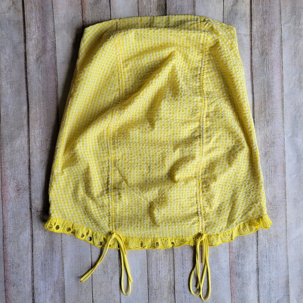 For Love Bell yellow and white halter top cottage style size medium